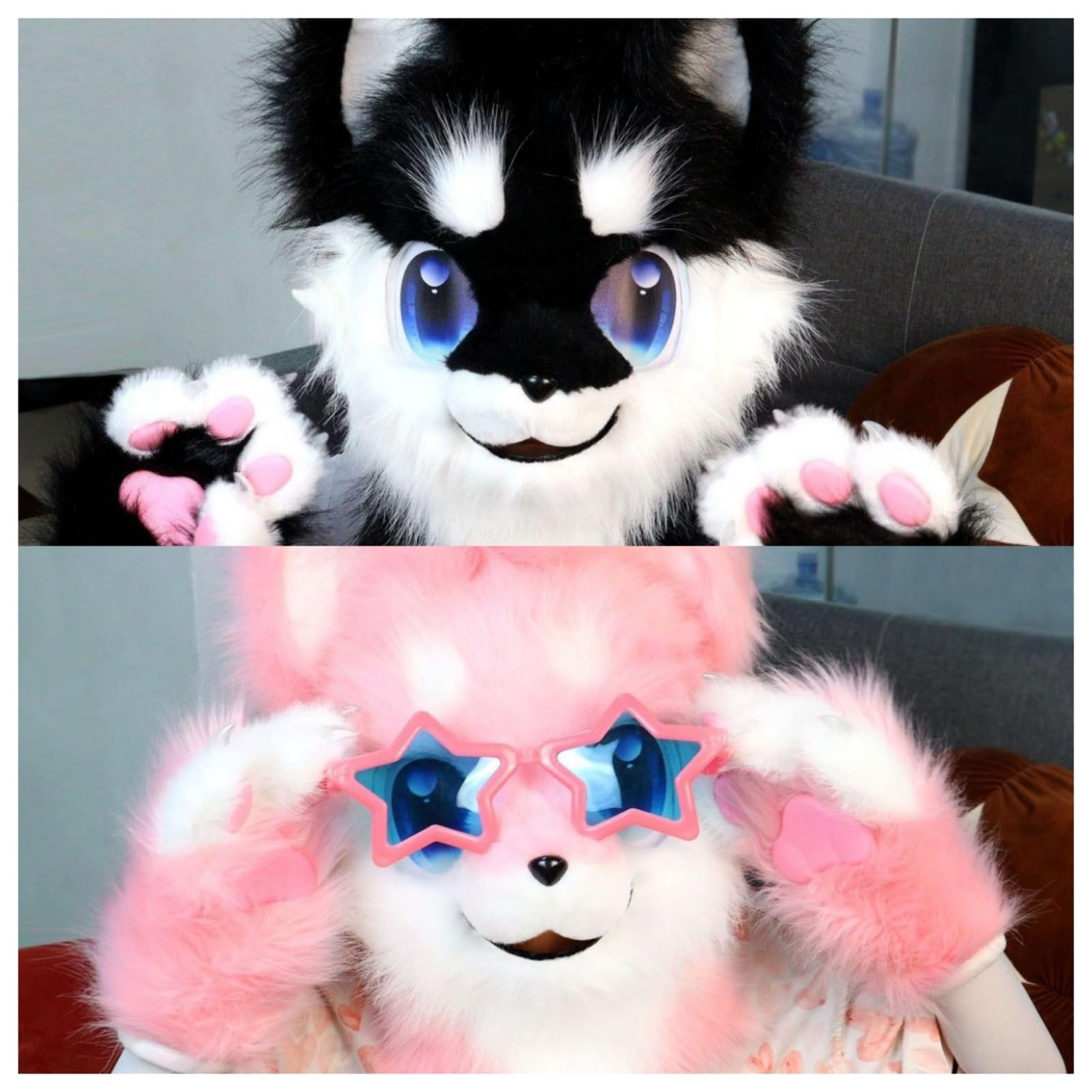 Fursuit Mascotte Furry con Testa, Zampe e Coda Fluffose – Ideale per Cosplay e Feste di Halloween