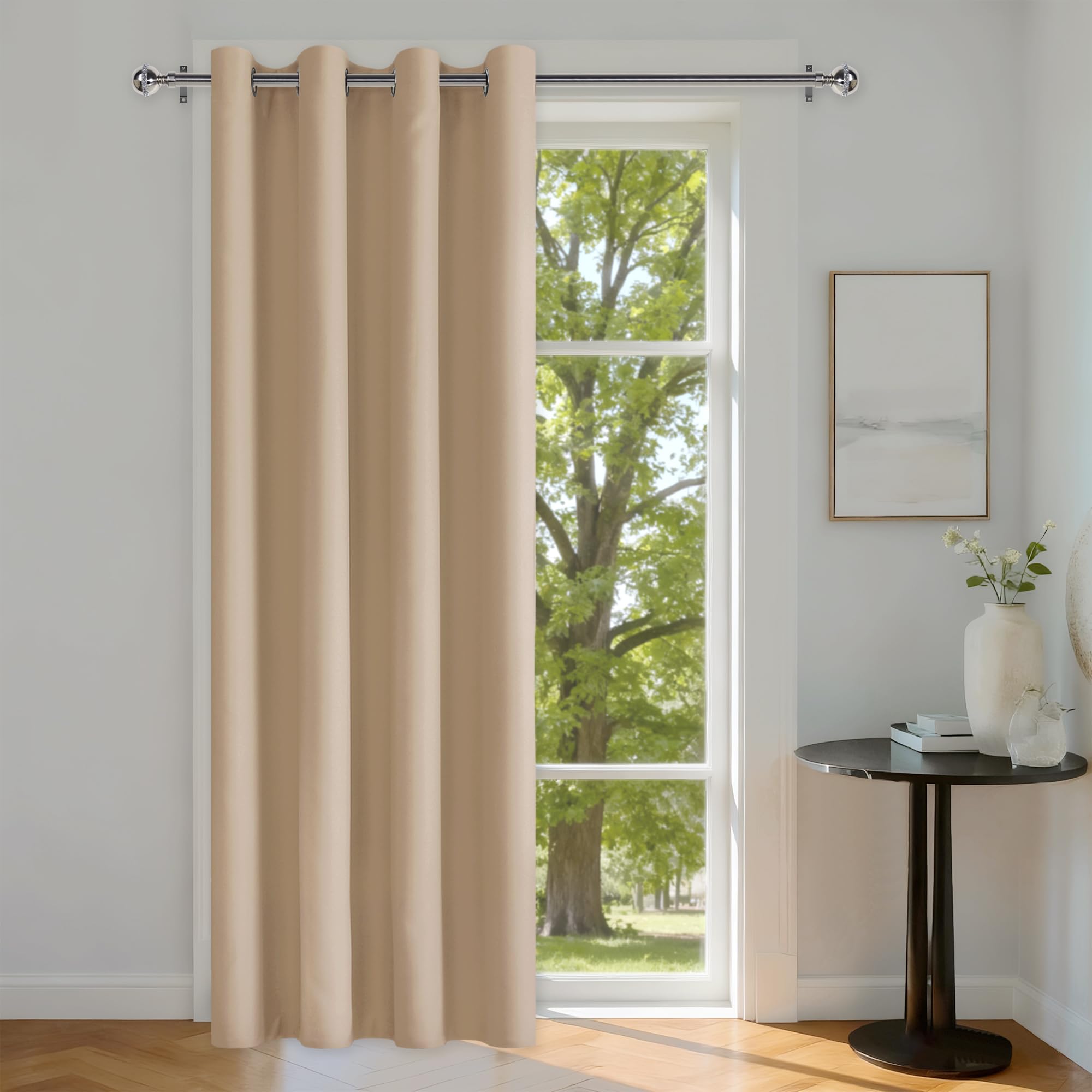 Rideau de porte isolant thermique DWCN jaune beige L132xH210 cm pour salon