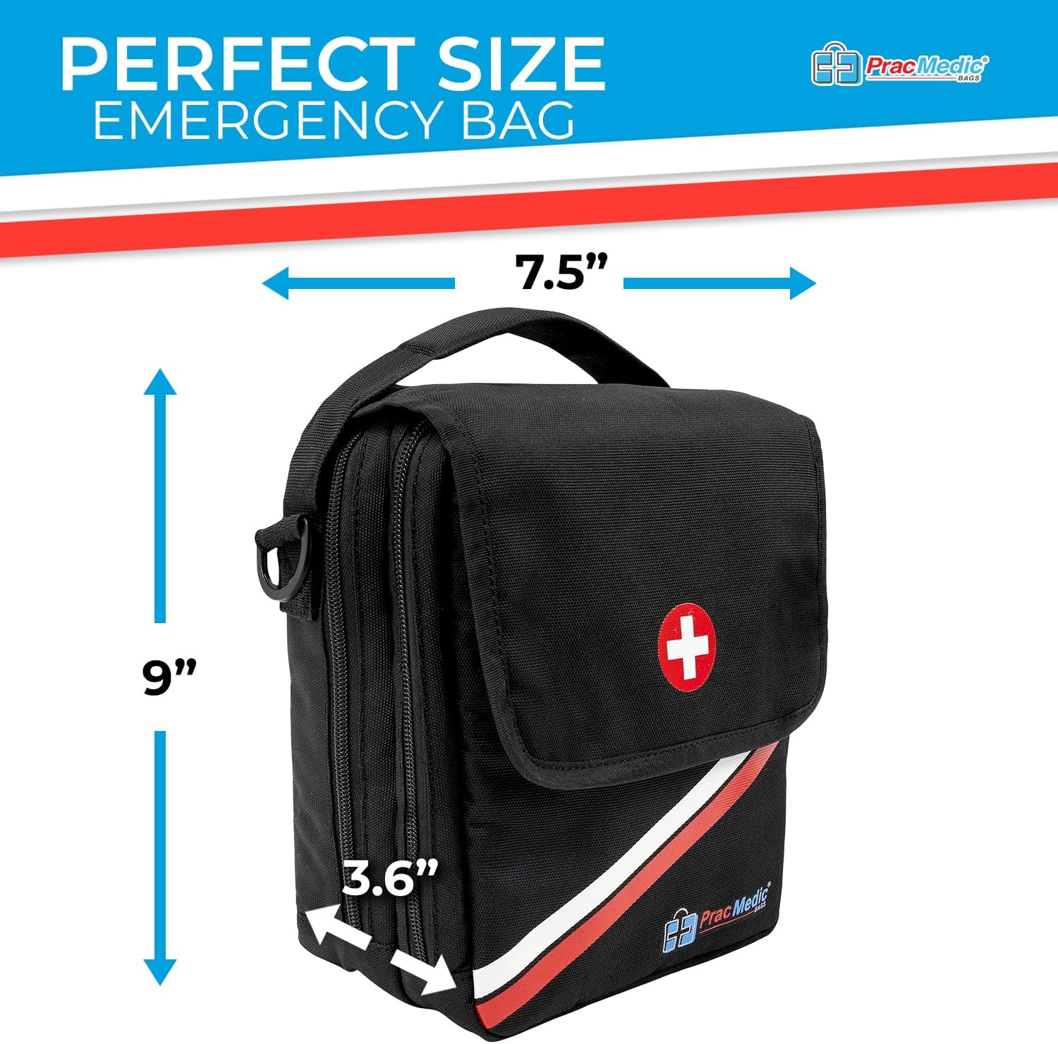 PracMedic Bags Medicine Bag- First Aid Bags Empty- Epipen Carry Case- Travel Medicine Bag for Insulin, Pill Bottle, Diabetic Supply, Asthma Spacer, Auvi Q, Allergy (Large, Black) image 5