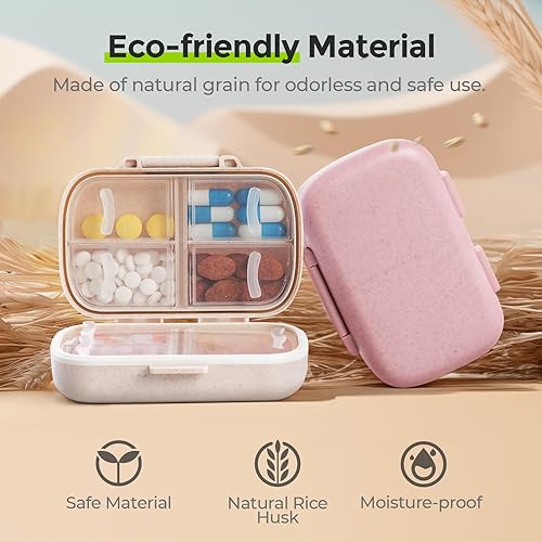 Miniatura 5 de AUVON - Organizador de pastillas de viaje diario, paquete de 2 con diseño de cierres ergonómicos para un uso fácil, pastillero compacto con 7