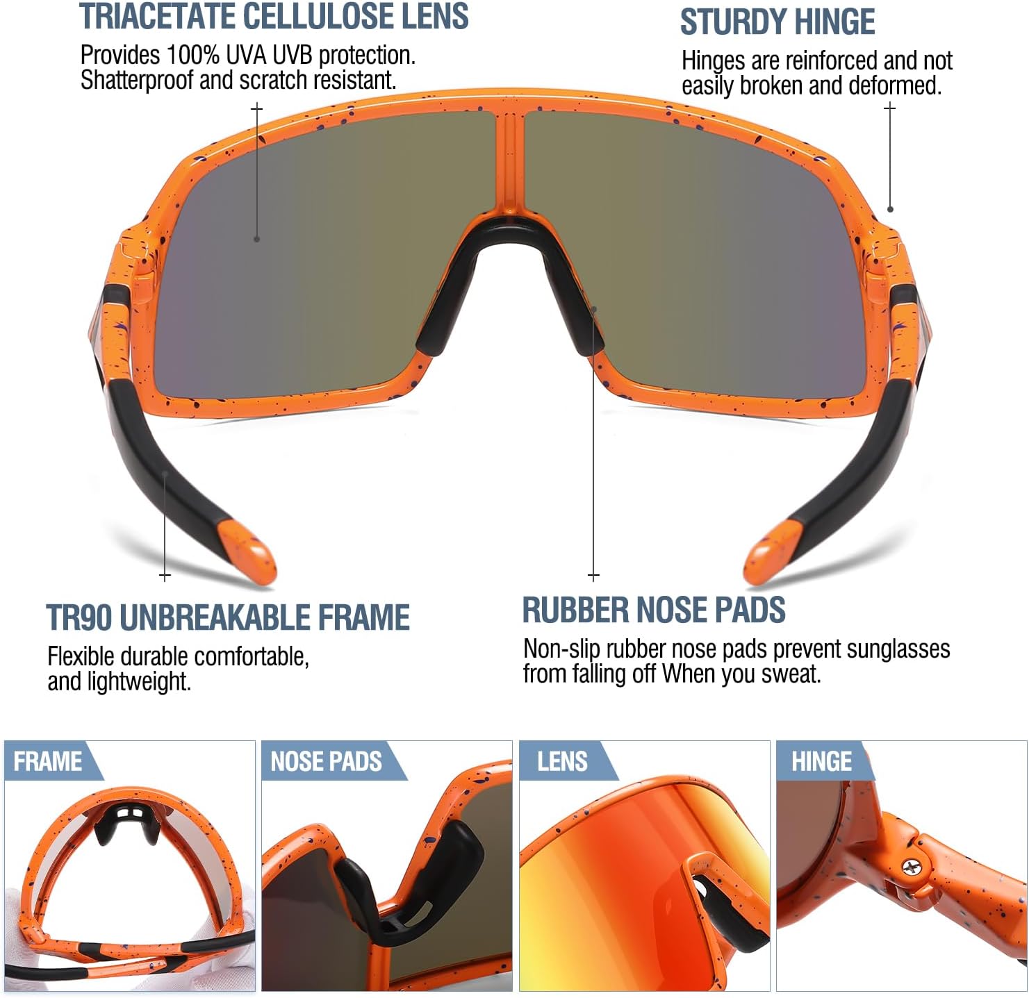 DUCO Youth Baseball Sunglasses 8-12: Sports Kids Glasses for Cycling Polarized UV400 Protection with Strap & Case DK320