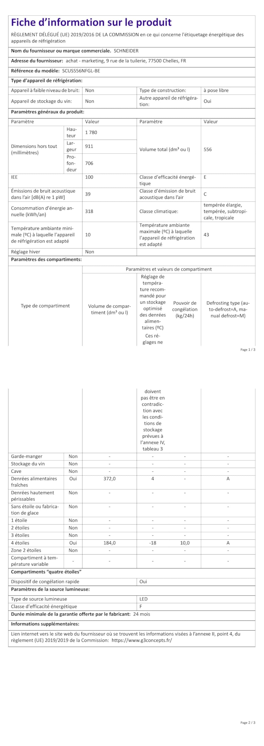 Schneider SCUS556NFGL-BE - Réfrigérateur Multiportes 556L Noir - 5