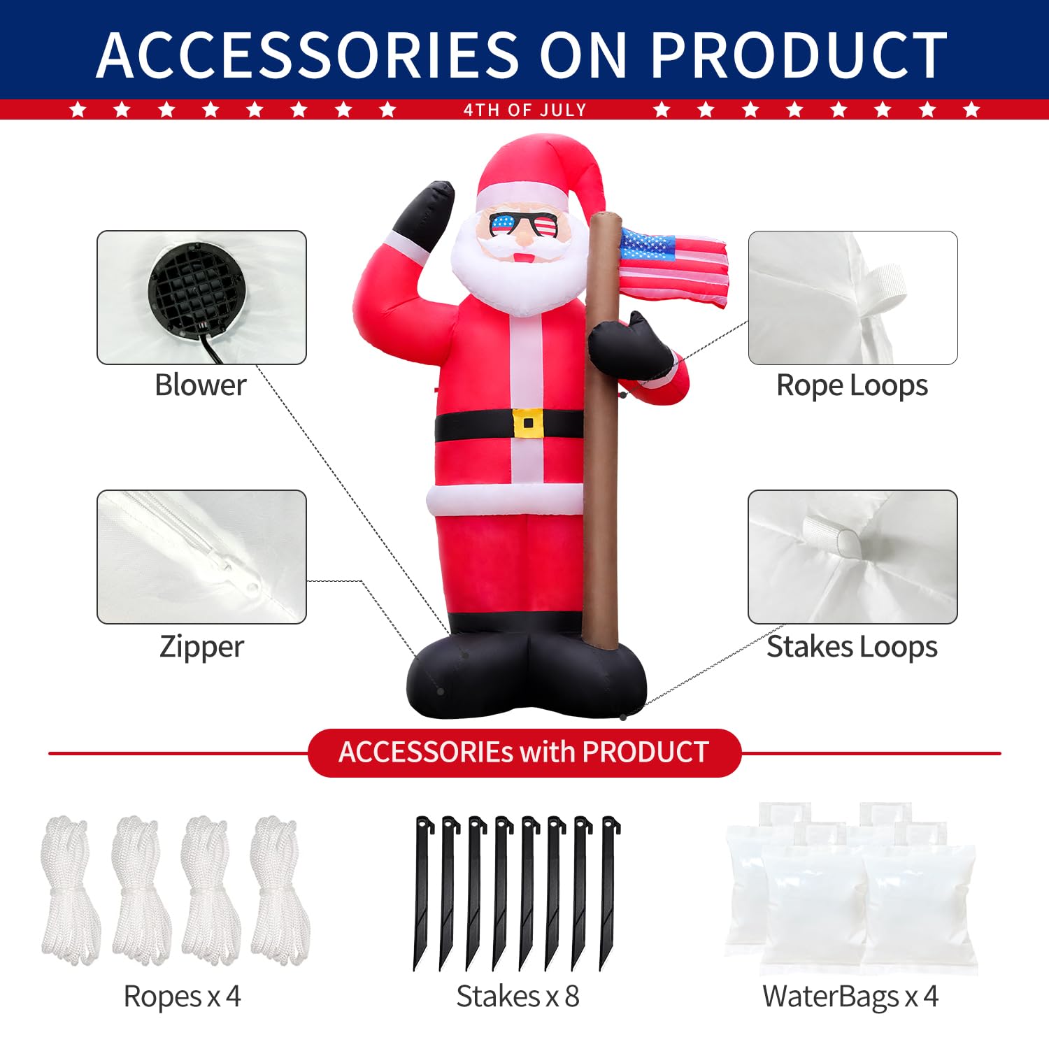 Snapklik.com : DomKom 8FT Christmas Patriotic Inflatable Outdoor ...
