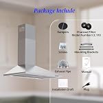 FIREGAS Range Hood 30 inch, Wall Mount Range Hood with LED Lights, 3-Speed Exhaust Fan, Ducted/Ductless Convertible, Aluminum Mesh Filters, Button Controls, Stainless Steel Kitchen Vent Hood