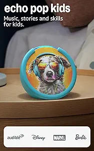 Amazon Echo Pop Kids (newest model), Designed for kids, with Alexa+ Early Access, parental controls, Includes 6 months of Amazon Kids+, Anthro Pup