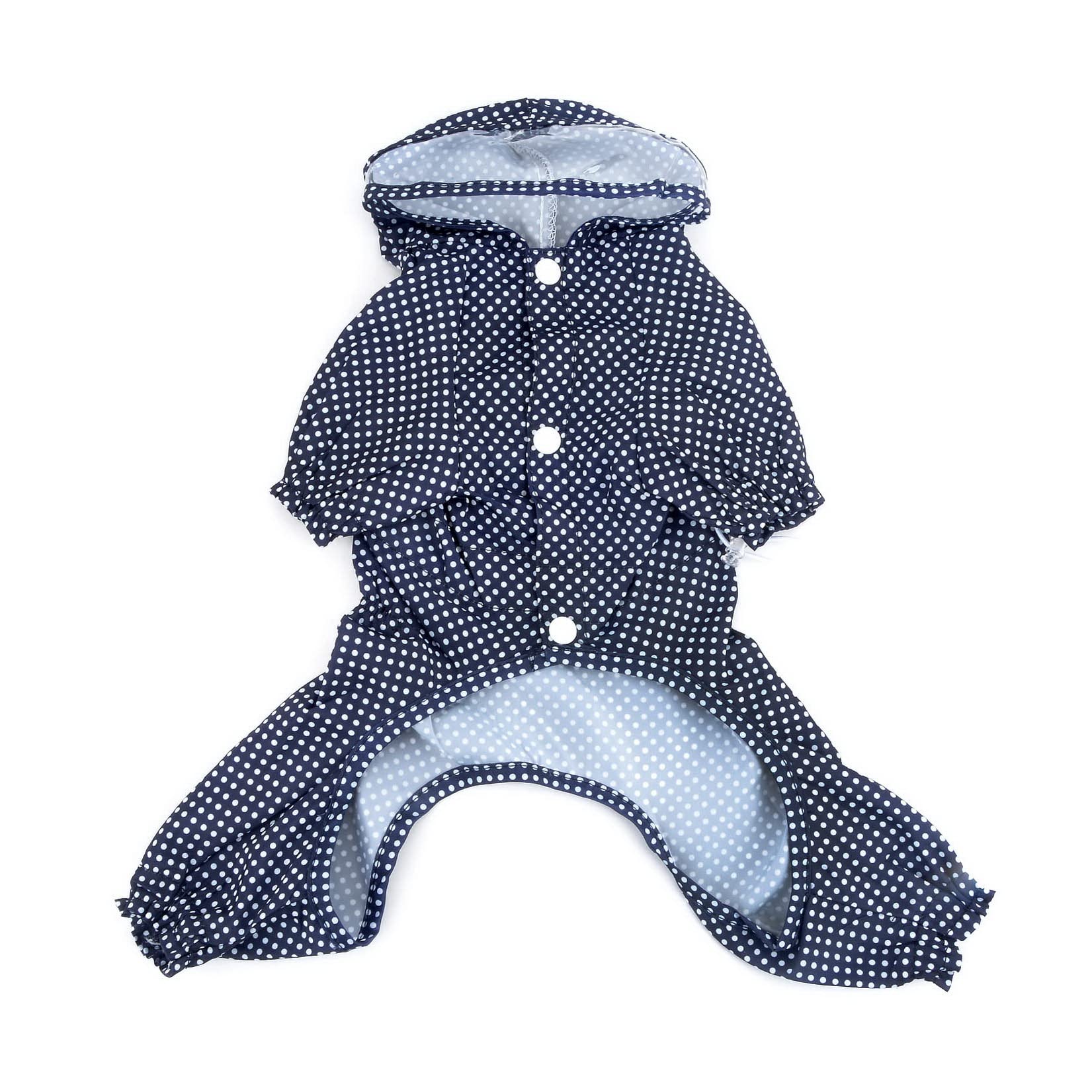 Zunea Waterproof Dog Raincoats with Hood for Small Dogs Puppy Rain Coat with Harness Hole Adjustable Rain Jacket Slicker Poncho with Legs Polka Dot Lightweight Pet Raining Jumpsuit Blue XL - Image 4