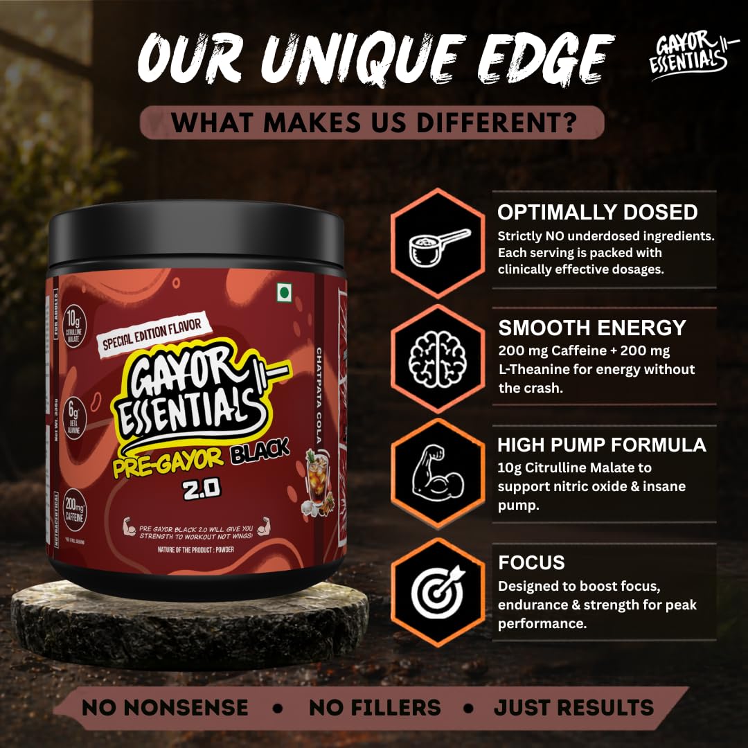 Pre Gayor Black 2.0 Optimally Dosed Pre-Workout (Cola,338g) — Amazon image 6