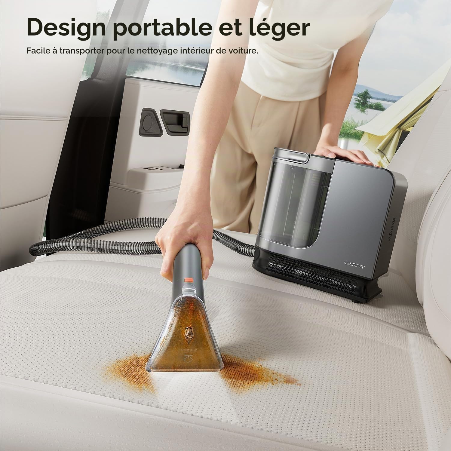 Uwant B400 Vapeur et Chauffage Shampouineuse Canapé Professionnel ，Aspiration Puissante 18Kpa，Portable avec 4 Accessoires,Nettoyeur Canapé Tissus 2-en-1 pour Tapis Set of 1,Meubles, Tissus, Voiture