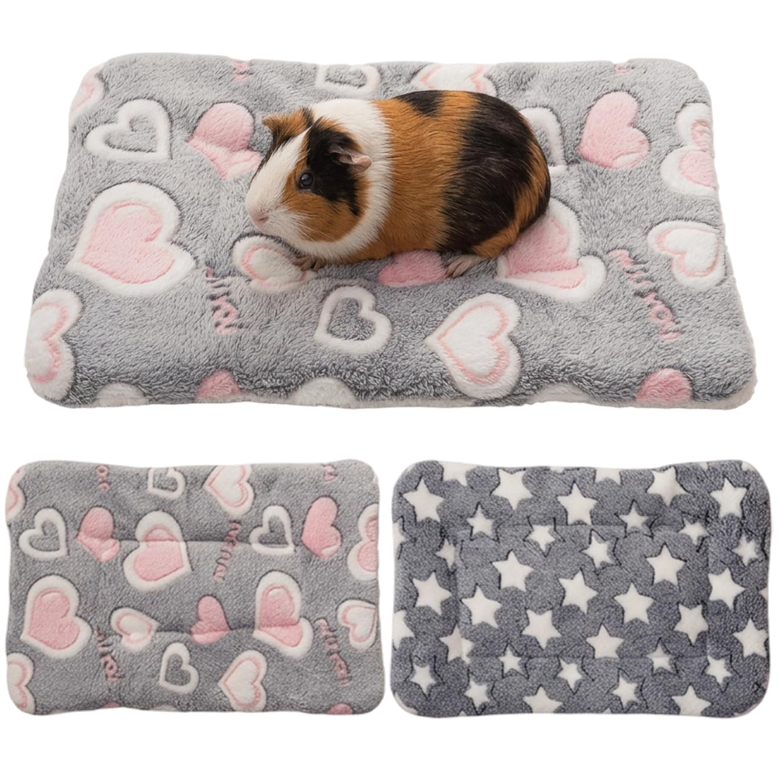 IAndhy Guinea Pig Bed, Bunny Bed for Small Animals, Soft Rabbit Bed with Guinea Pig Fleece, Two 32x25 cm Cozy Pads for Pet Comfort and Floor Protection