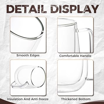 2 Pack Double Wall Insulated Coffee Mugs 8 oz