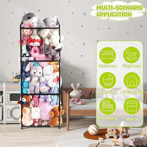 Miniatura 7 de Almacenamiento de peluches de animales de peluche, organizador de almacenamiento de juguetes para niños, soporte gigante de zoológico de peluche,