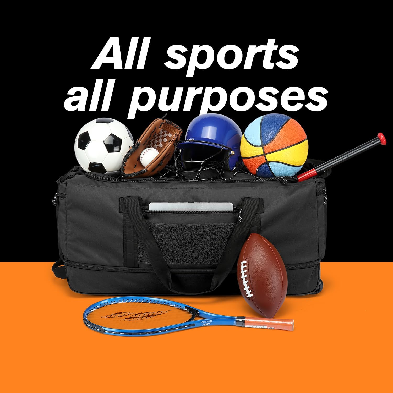 170L Extra Large Baseball Bag with Wheels Gym Duffle Softball Catchers Coach Team Equipment Bags Collapsible Rolling Travel Duffel Bat Gear Bag for Hockey Basketball Football Volleyball Soccer