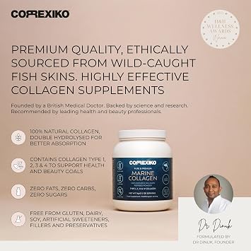 CORREXIKO Marine Collagen Powder Supplement Unflavored - 1kg & 5oz Bundle - Double Hydrolyzed Collagen Peptides - Formulated for Maximum Absorption - Hair, Skin & Nails