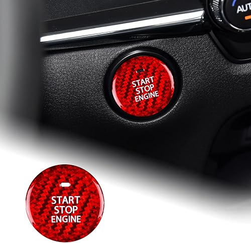 Miniatura 8 de AIRSPEED Cubierta de botón de arranque del motor del automóvil de fibra de carbono para la consola central calcomanía interior para Mazda 3 Axela