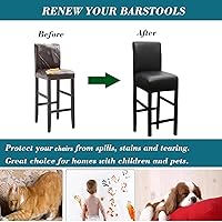 Vista 5 de HFCNMY Fundas para taburetes de bar, paquete de 2 fundas elásticas impermeables de PU para taburetes de bar con respaldo, fundas para sillas
