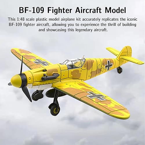 Miniatura 6 de SAMIQU Modelo BF-109, modelo de avión de combate de plástico 148 para entusiastas militares, Fighter of World War II BF-109 Model Building Aircraft