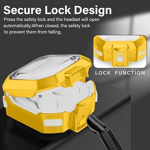 Miniatura 3 de (con bloqueo seguro) Funda transparente de fibra de carbono para Samsung Galaxy Buds FE (2023) Galaxy Buds 2 Pro (2022)Galaxy Buds Pro (2021)Galaxy