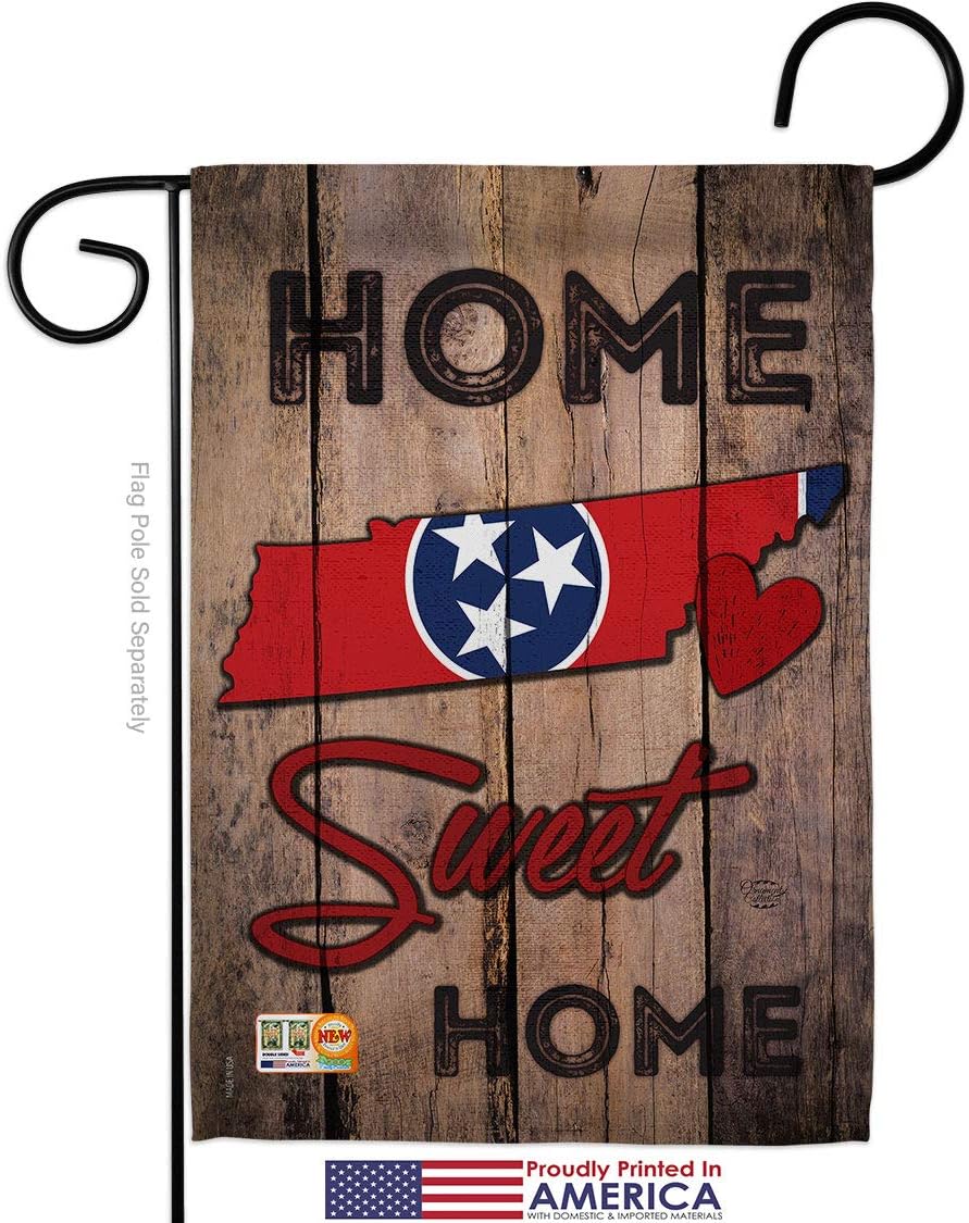 State Tennessee Home Sweet Garden Flag Set with Stand Americana States USA American Territories Republic Country Particular Area Small Decorative Gift Yard House Banner Made In 13 X 18.5