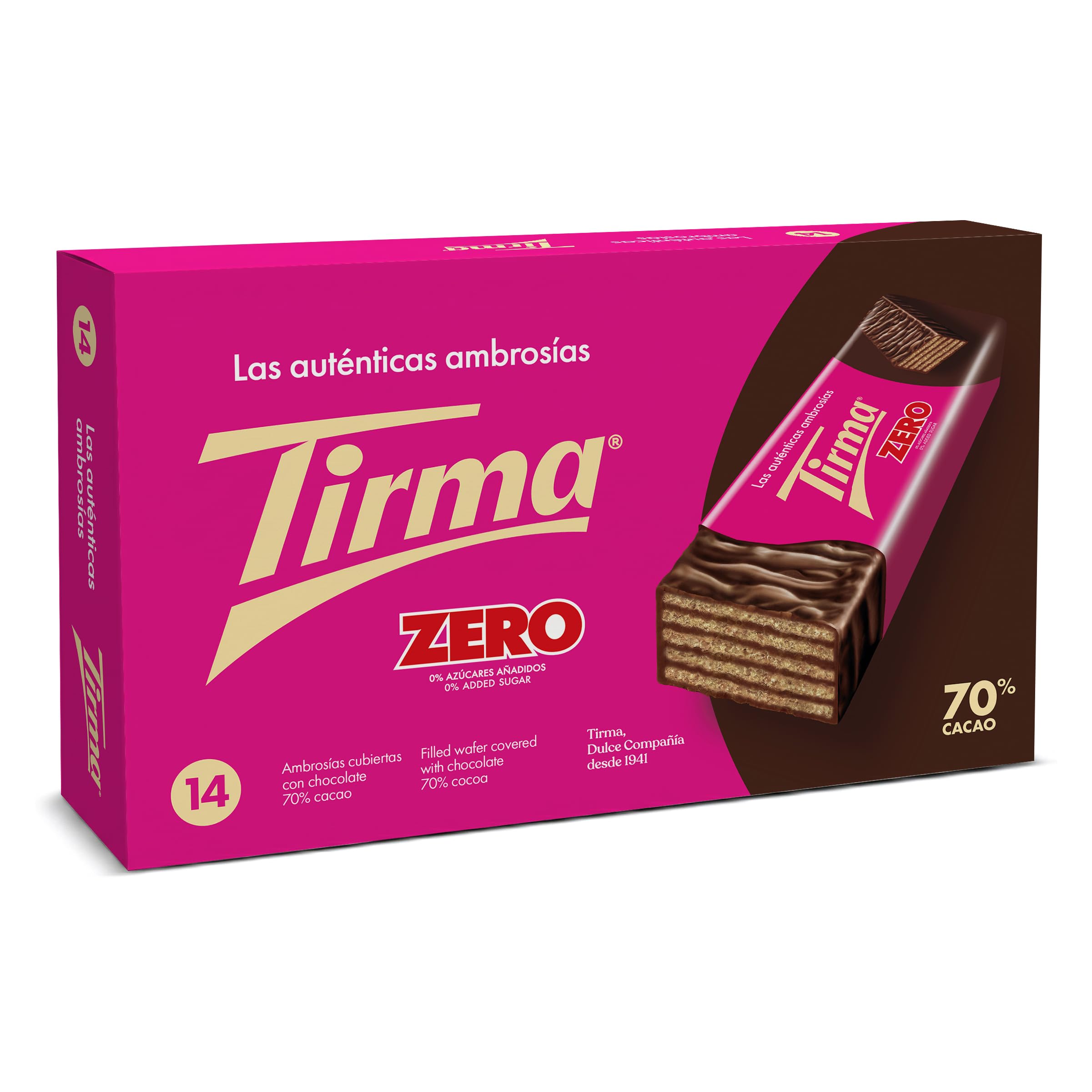Tirma 70% Dark Chocolate Wafers | No Added Sugars 21.5 g (Pack of 14)