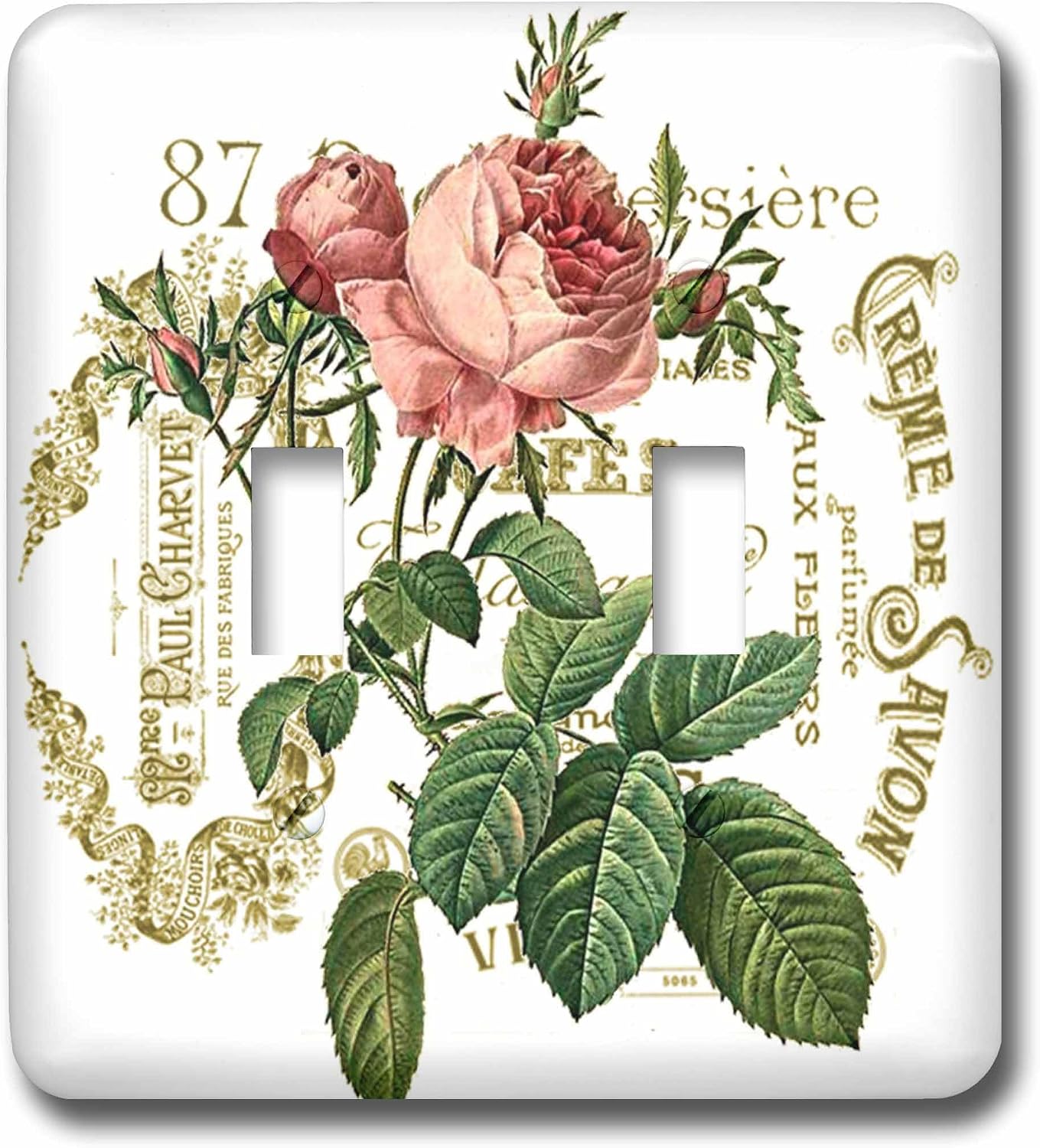 3dRose lsp_178817_1 French Pink Rose Vintage Light Switch Cover image 2