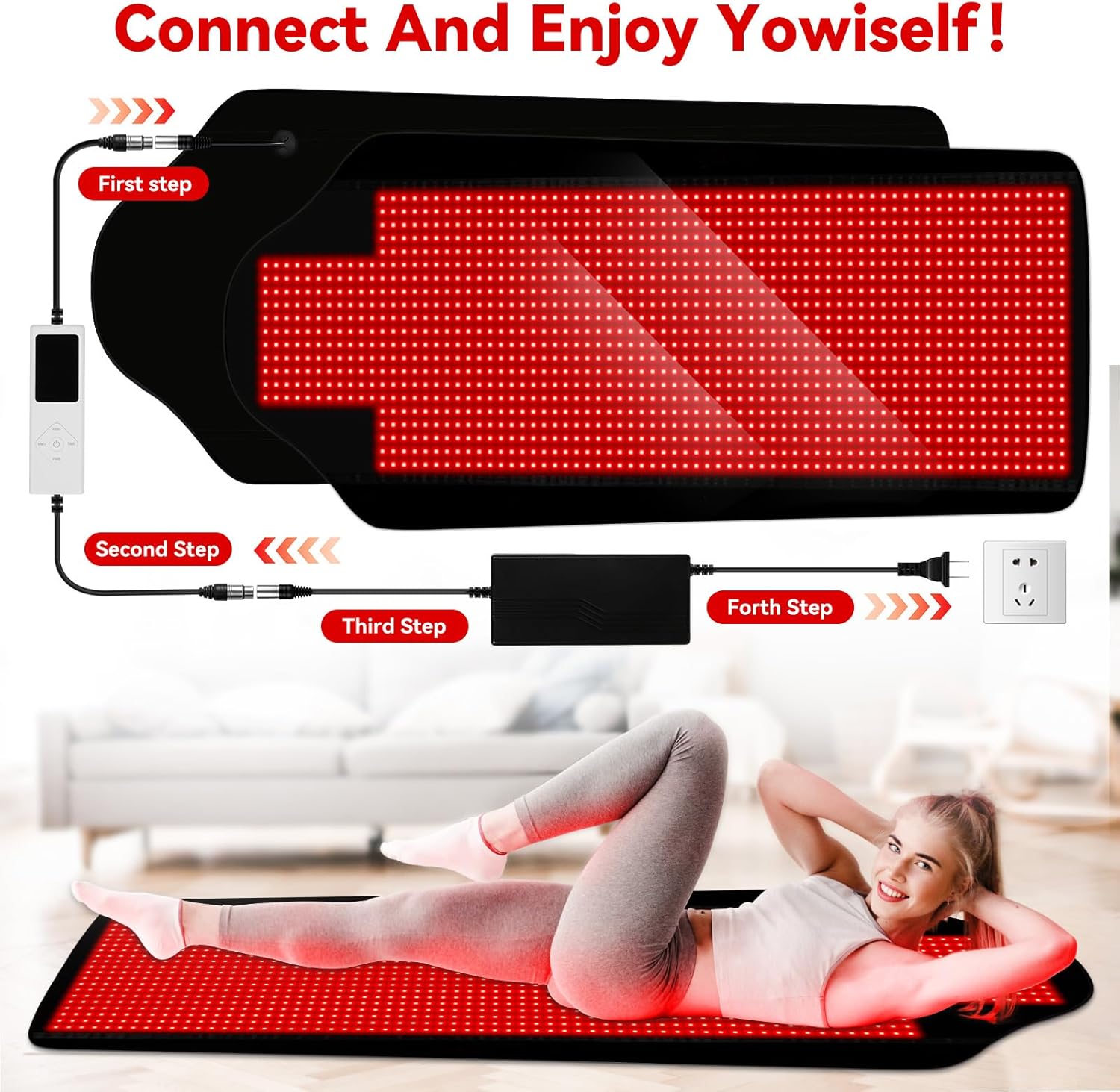 Red Light Therapy Mat, 74"X 33.5" Red Light Therapy Blanket Full Body, Infrared Bed Full Body Pad, Infrared Heating Pad for Pain Relief Therapy, Improved Sleep,1443LEDs Dual Wavelength (660nm & 850nm) - Image 5