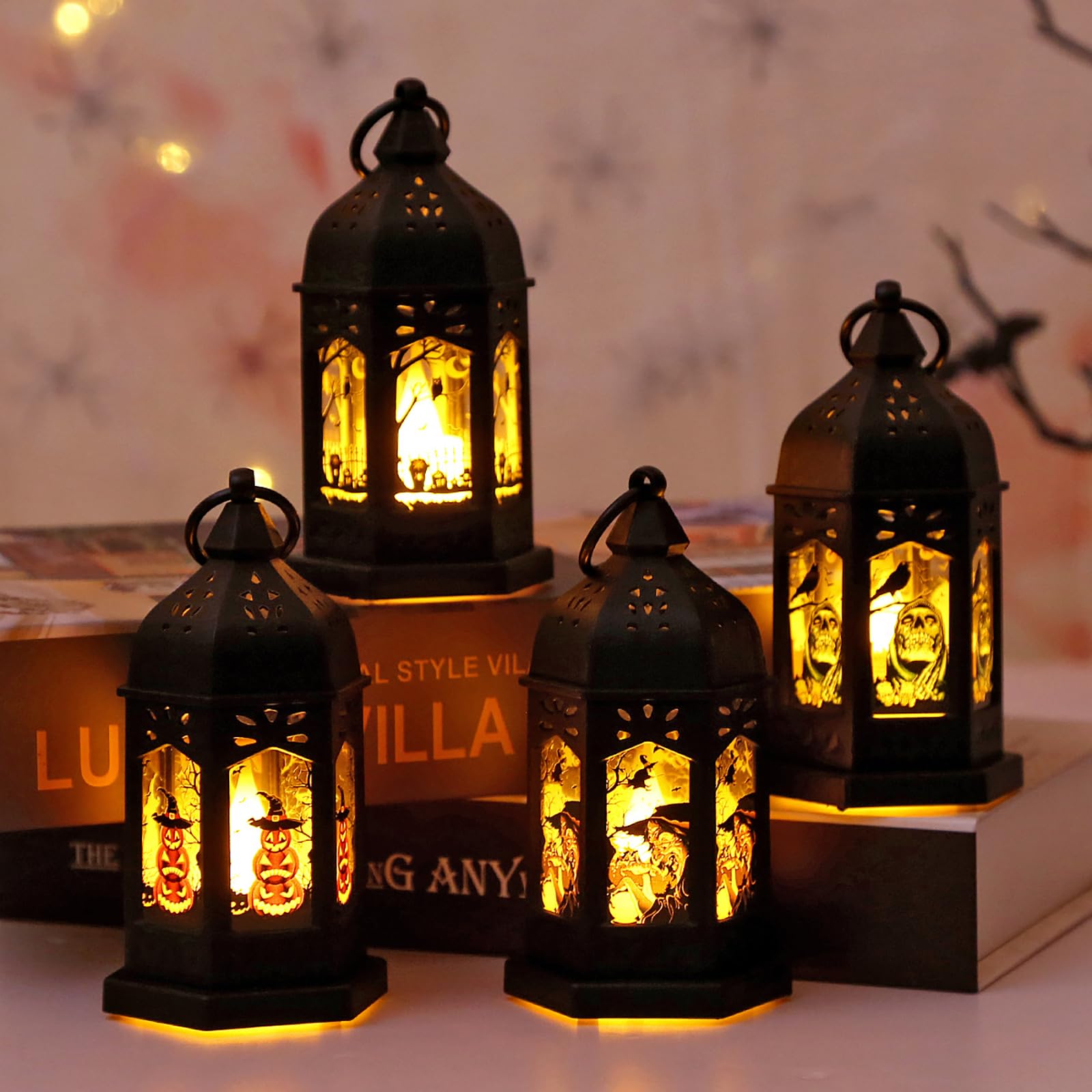 Lanternes Décoratives QHYK X4 - Bougies LED, Cuivre, Pour Jardin, Mariage | Ambiance Romantique