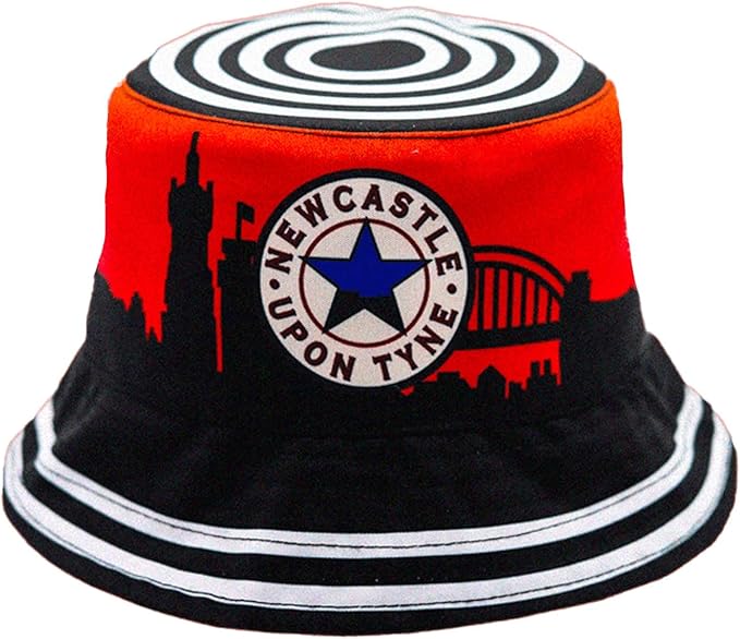 Newcastle bucket hat: Beyond Happy Geordie Bucket Hat - Traditional Black & White Toon Sun & Rave Bucket Hat (Unisex)…