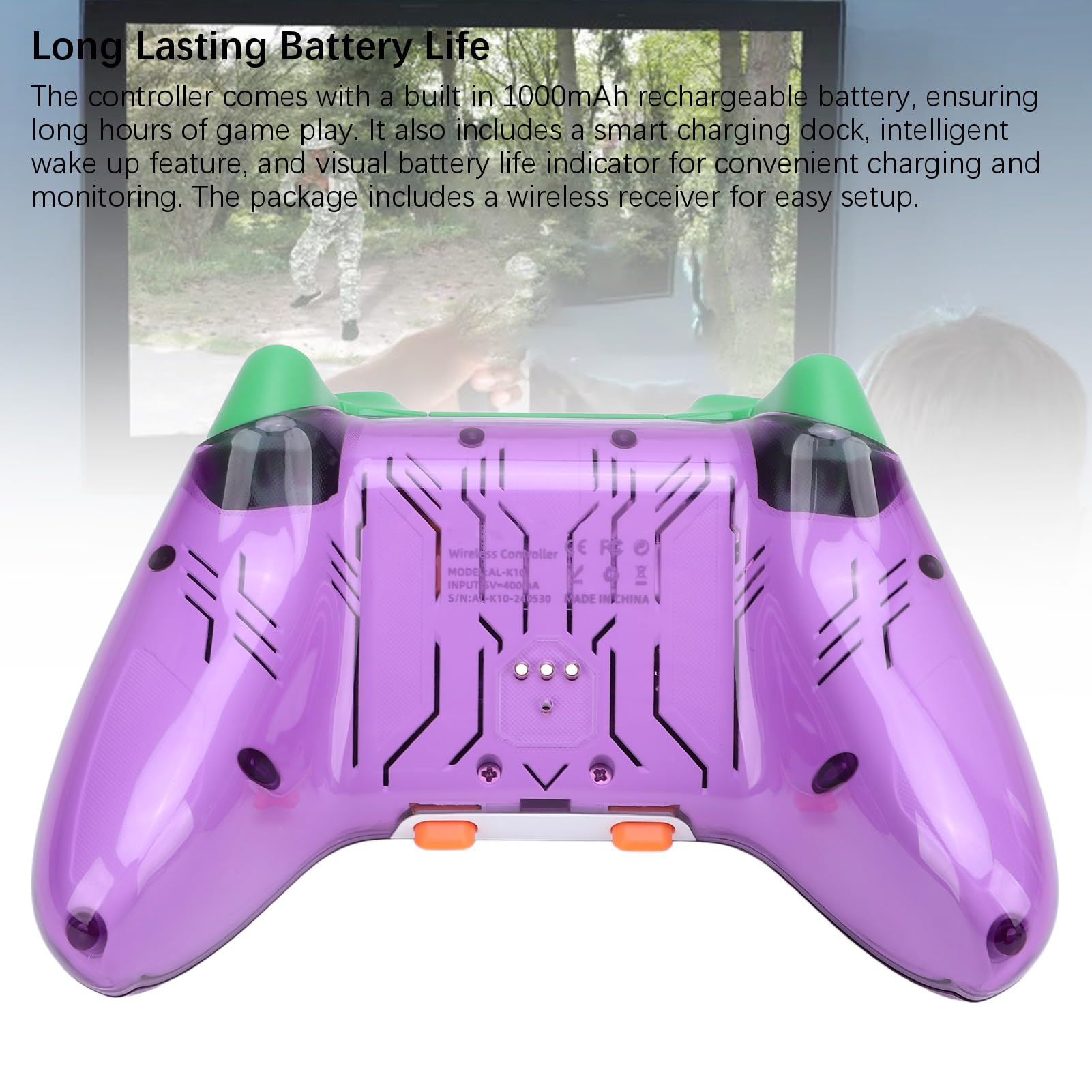 Asixxsix Controller per PC, Controller di Gioco Wireless 2.4G con Hall Trigger e Turbo Burst, Controller di Gioco BT Multifunzionale con Luce RGB per per Android per Steam Deck