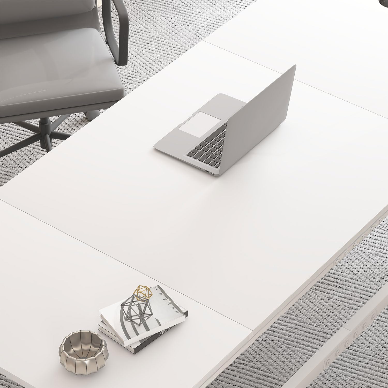 IBF Großschreibtisch 180cm Weiß,Tisch Holz-Metall Gaming Homeoffice | 180cm 2-Personen Schreibtisch Holz-Metall mit großer Platte für Monitore, geeignet für Gaming, Studium & Homeoffice