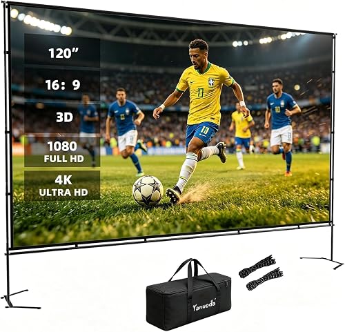 120 Inch Projector Screen with Stand - 4K HD 16:9
