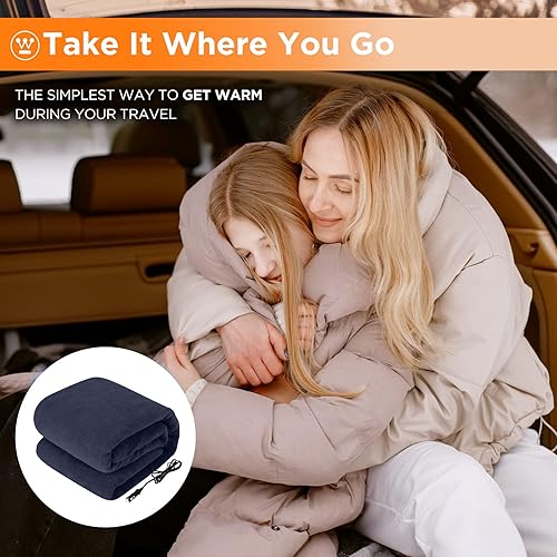 Miniatura 30 de Westinghouse Manta térmica para auto, manta eléctrica de 12 voltios para automóvil, camión, SUV, RV, manta térmica portátil para campamento, carbón