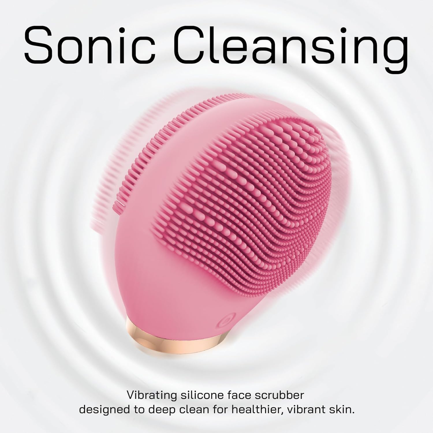 Bella Ciao Travel Silicone Facial Cleansing Brush, Face Exfoliator and Massager, Cordless Pore Scrubber with Soft Bristles, Double-Sided Design, IPX5 Water Resistance, Battery Not Included, Pink - Image 2