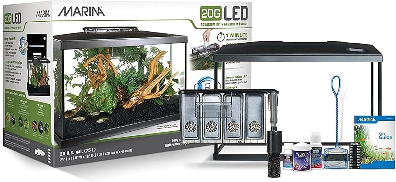 Kit de acuario LED de 20 galones con filtro, iluminación y accesorios | Configuración completa del tanque de peces