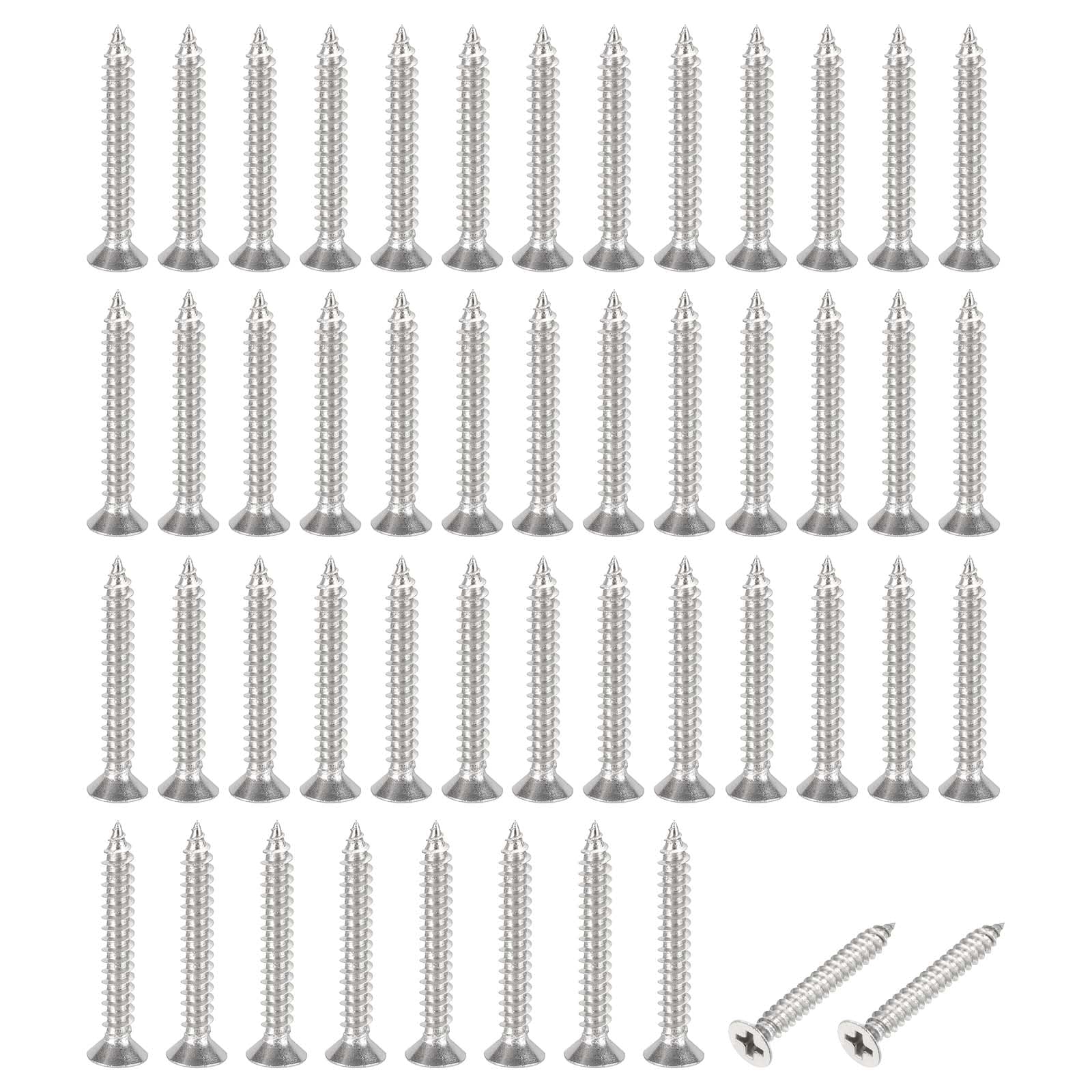 PATIKIL #8x1-1/4" Flat Head Sheet Metal Screws, 100 Pcs 304 Stainless Steel Phillips Drive Self Tapping Wood Screws for Metal Wood Drywall