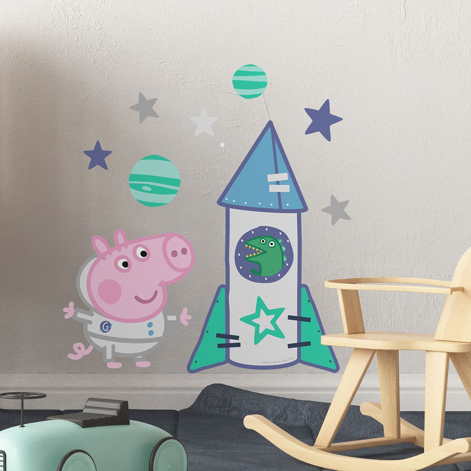 Stickerscape George Rocket Peppa Pig Space Wall Stickers ( - Regular Size)| Official Peppa Pig Wall Decal, Wall Decor | Easy To Apply, Cleanly Removable