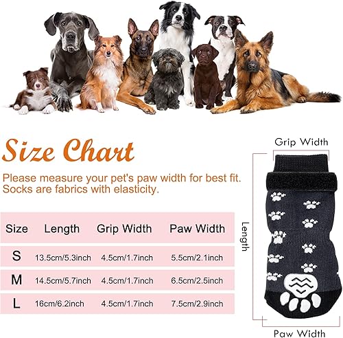 Miniatura 2 de Rypet Calcetines antideslizantes para perros, 3 pares, calcetines de agarre para perros con correas de control de tracción para interiores en suelos