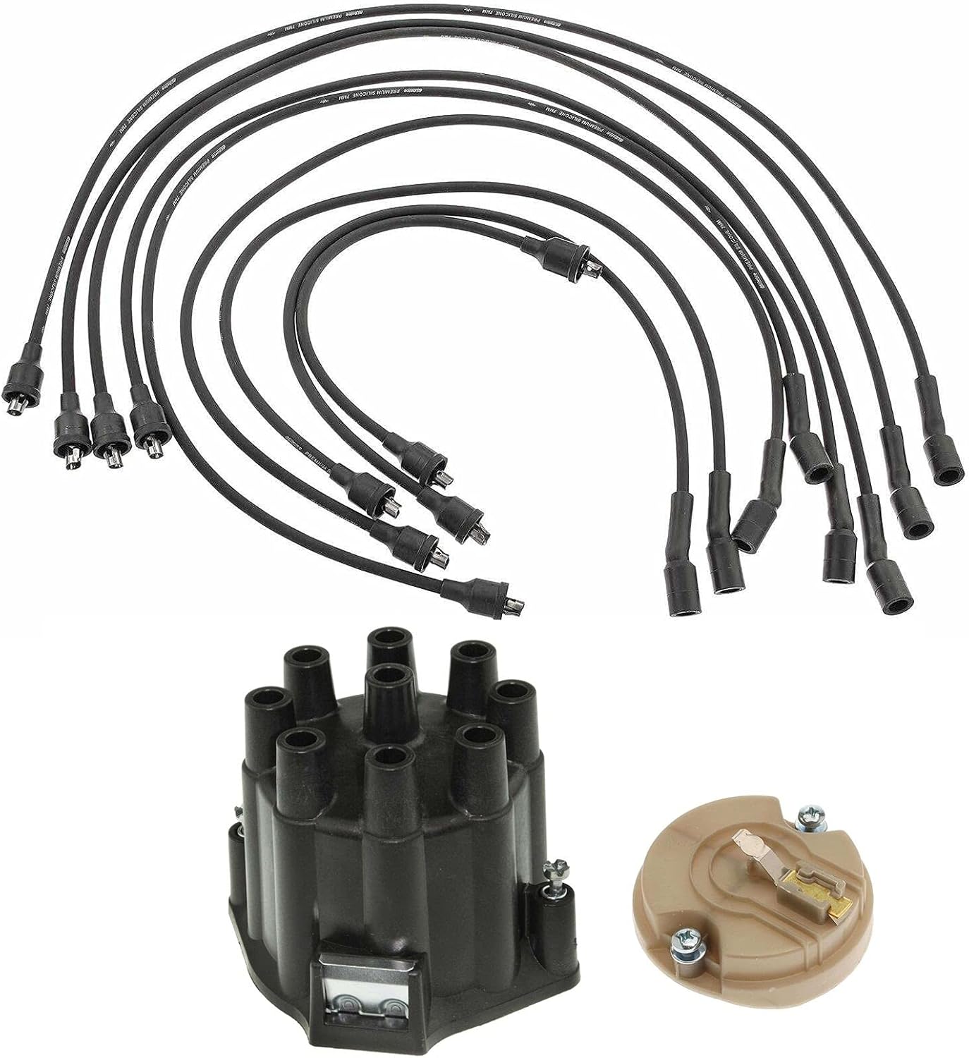 Replacement Professional Distributor Rotor Cap and Wires Kit for Camaro Impala V8 Mechanics Choice for Pontiac