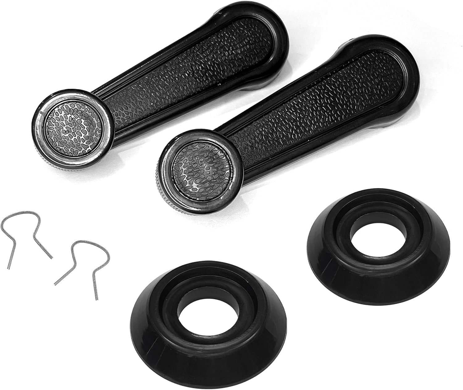 Window Crank Handle Replacement for Land Cruiser LC80 69260-10040-B1, 16 Tooth Manual Window Crank, Window Crank Handle with Pin and Pad, ABS with Metal Insert (Black, 2 Pack)