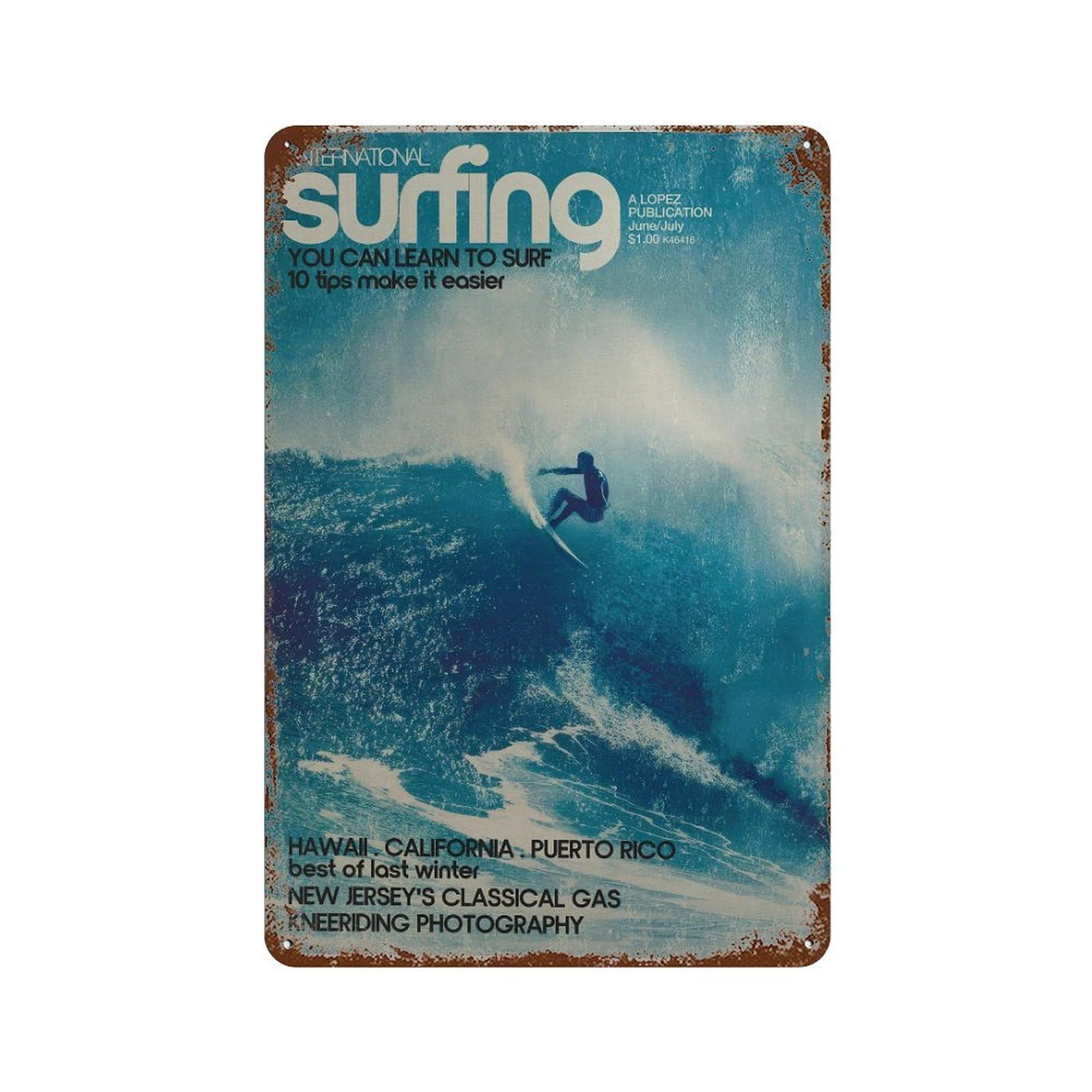 xiaoxiaoshen Surfing Action. Coastal Wall Decor Art Metal Tin Poster Modern Home Decor Art Home Bar Shop Decorations Vintage Sign 30x20cm