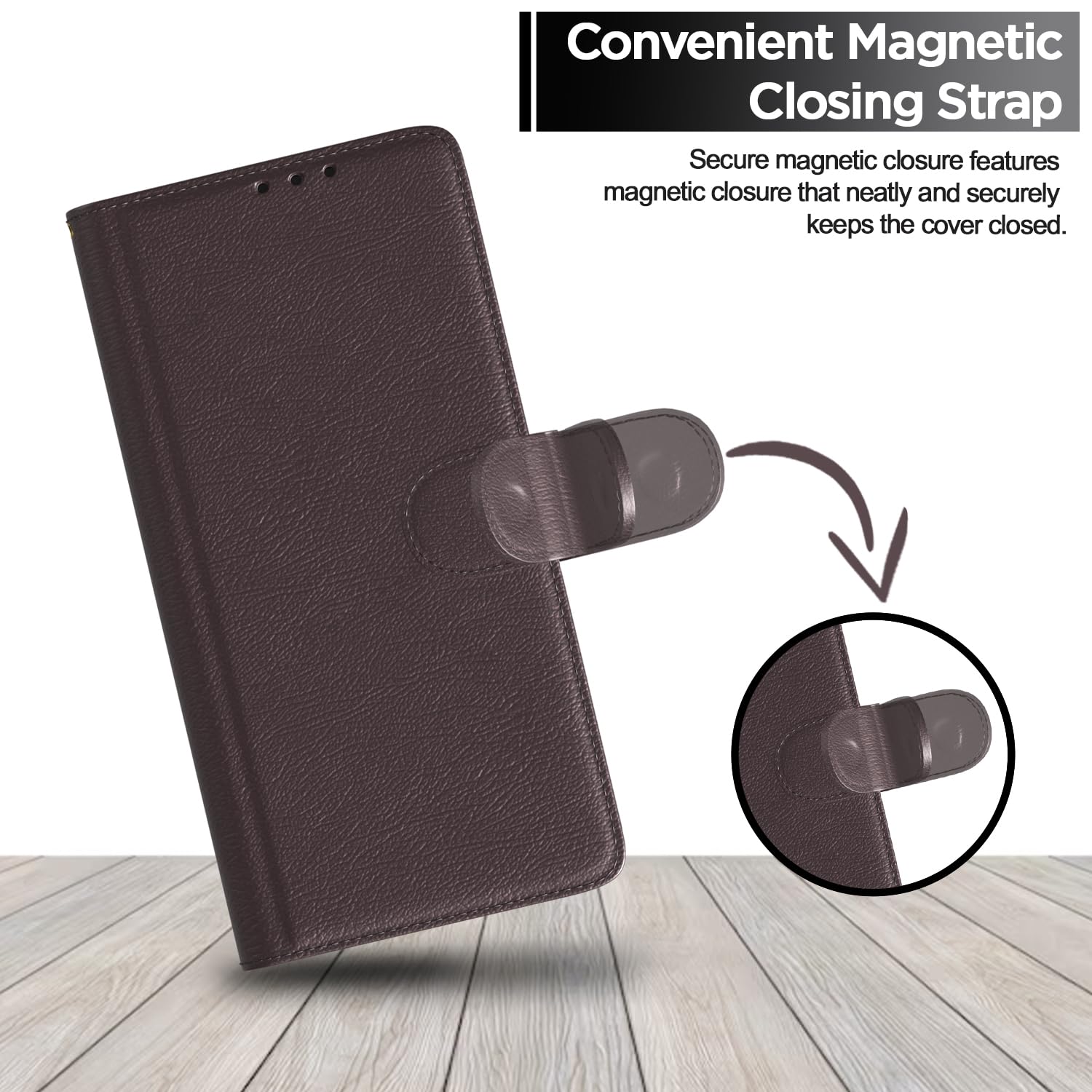Pikkme Samsung Galaxy A33 5G Flip Case Leather Finish | Inside TPU with Card Pockets | Wallet Stand and Shock Proof | Magnetic Closing | Complete Protection Flip Cover (Coffee) 4
