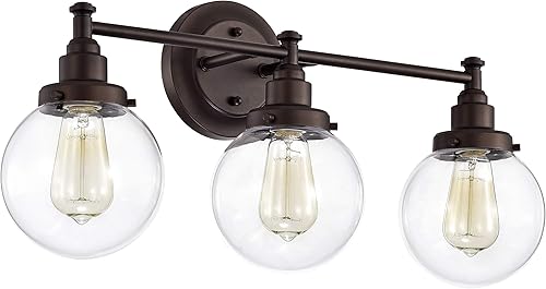 Miniatura 2 de Chloe Lighting Milo - Accesorio de tocador de baño de bronce aceitado de 3 luces de transición de 24 pulgadas de ancho