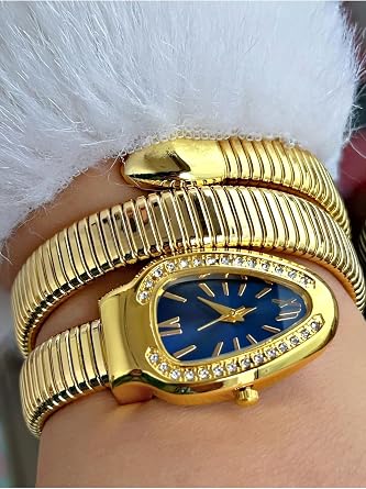 Limited Edition Yılan Modeli Metal Kordon Kadın Kol Saati, Lacivert, Quartz Mekanizması