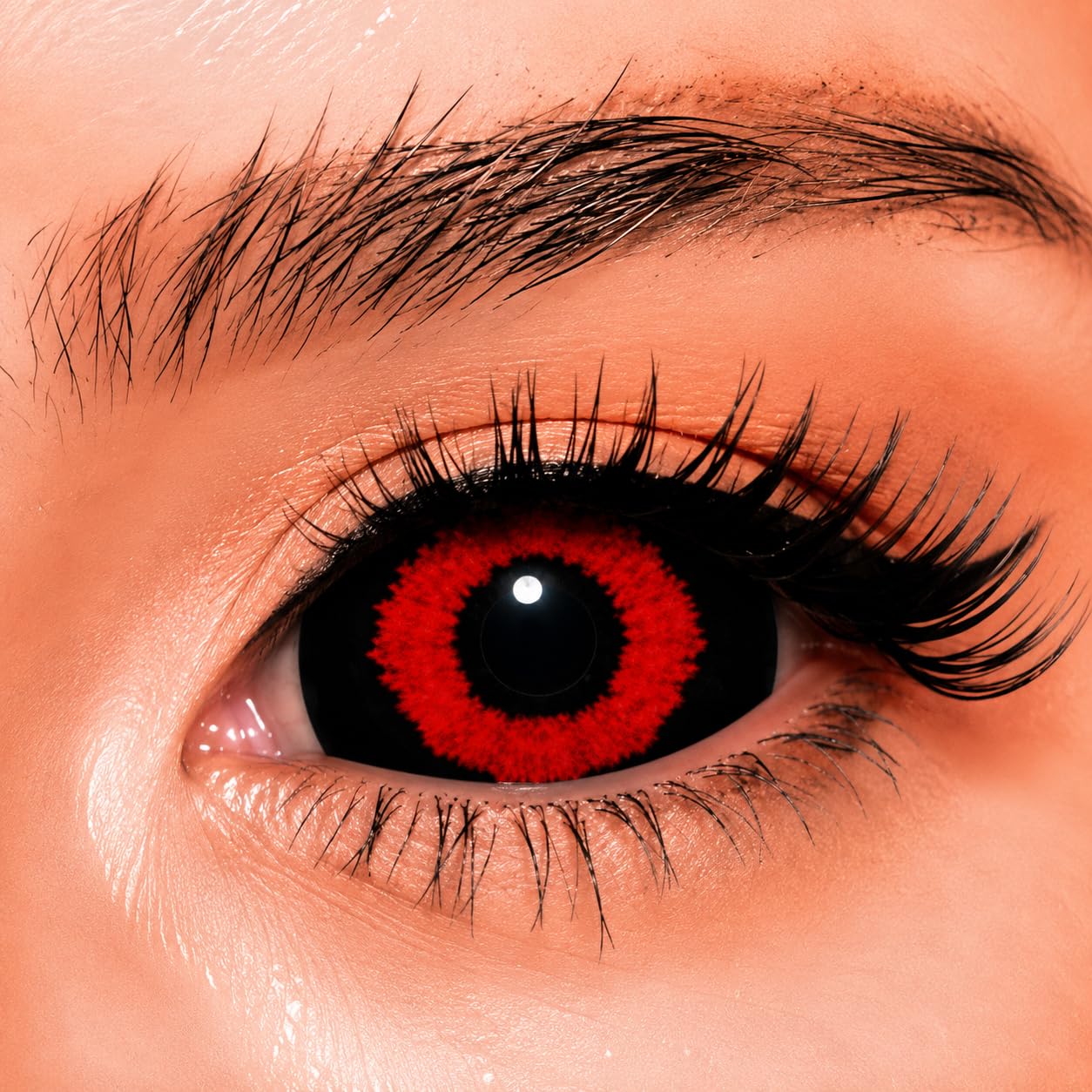 Soczewka kontaktowa twardowkowa - Red Shock - 1 para 2 soczewek - Do uzytku przez 1 rok - Bez mocy - COSPLAY - HALLOWEEN