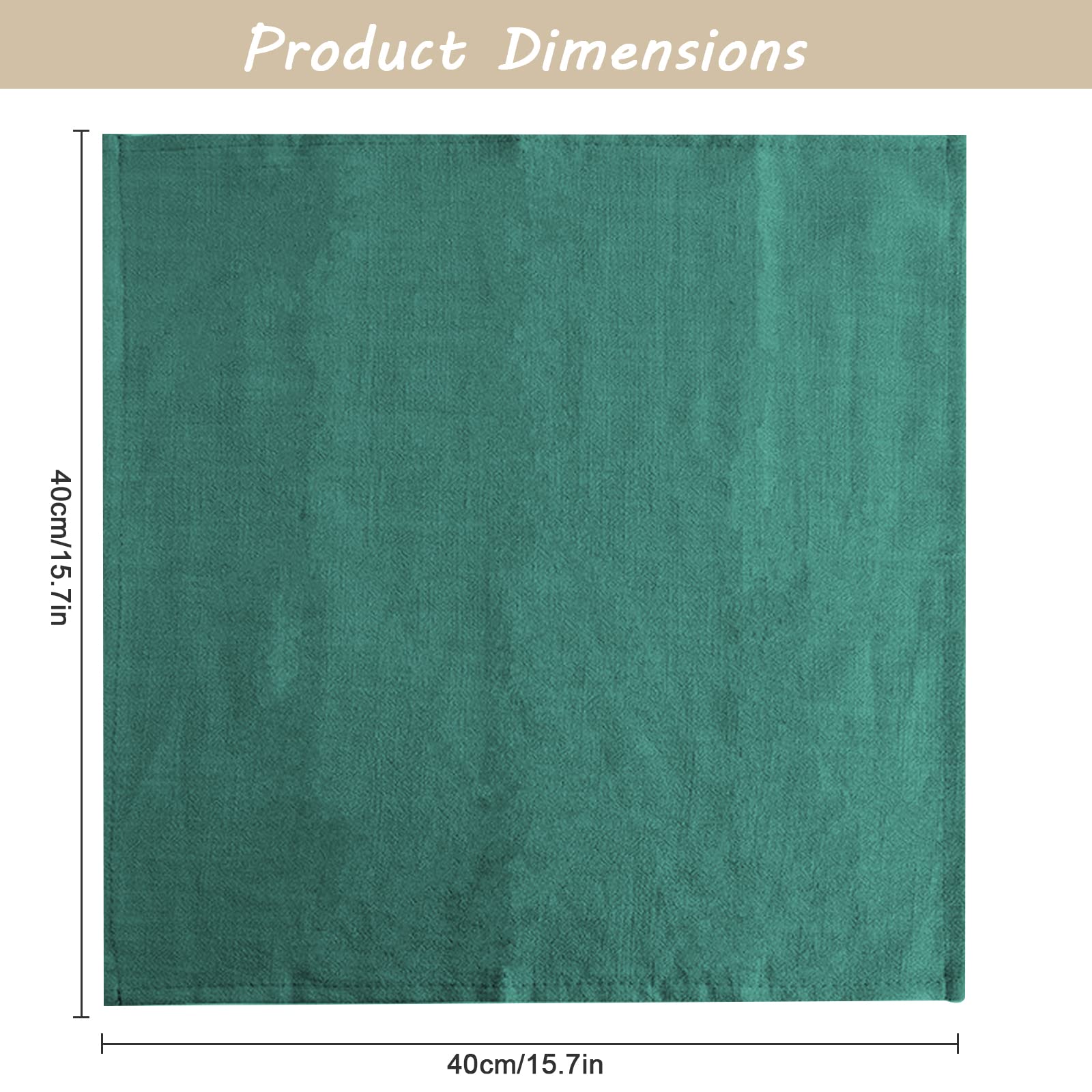 10 servilletas de lino, algodón natural, 40 x 40 cm, servilletas de tela sostenibles, decoración de mesa para cocina, comedor, cena, cafetería, restaurante, fiesta, boda, cumpleaños (verde oscuro)