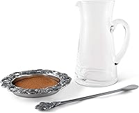 Vista 1 de Arthur Court Designs - Jarra de vidrio de 3 piezas con posavasos y agitador, jarra de agua para agua fría, té helado, bebida de jugo de limonada