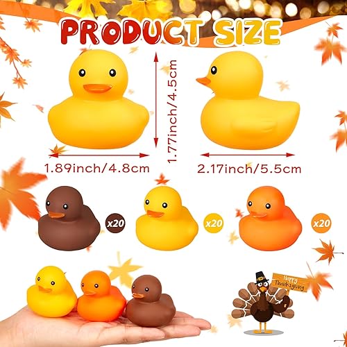 Miniatura 2 de Patos de goma marrones y amarillos para otoño, otoño, Acción de Gracias, patos chirriantes para fiesta temática de otoño, decoración de piscina,