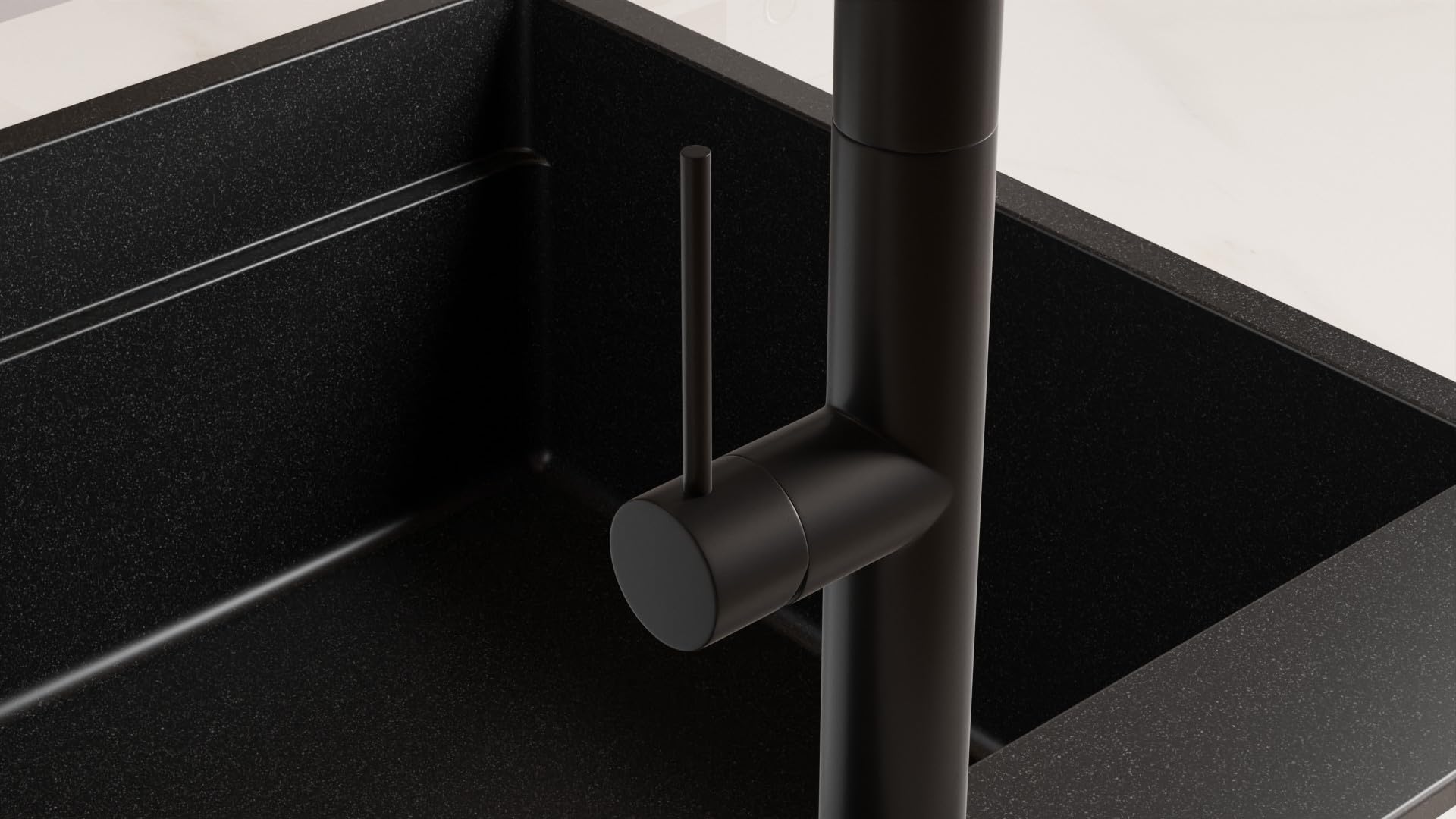 PRIMAGRAN Grifo de cocina 9020 negro con dos tipos de chorro, Grifo de alta presión, Grifo de Fregadero con caño extraíble