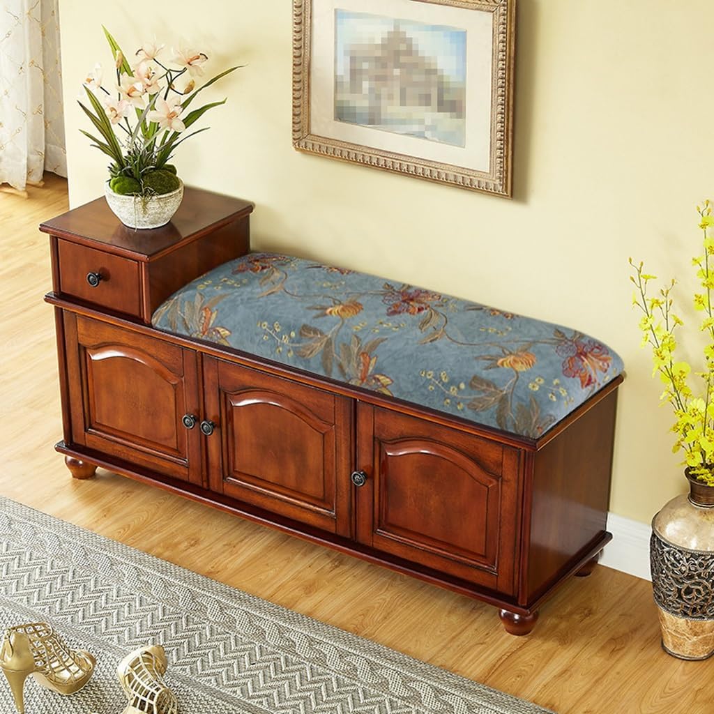 フットスツール/オットマン 北欧木製靴交換スツールホームドア座ることができるワンピース靴キャビネットクッションドアに入る靴座席を着用