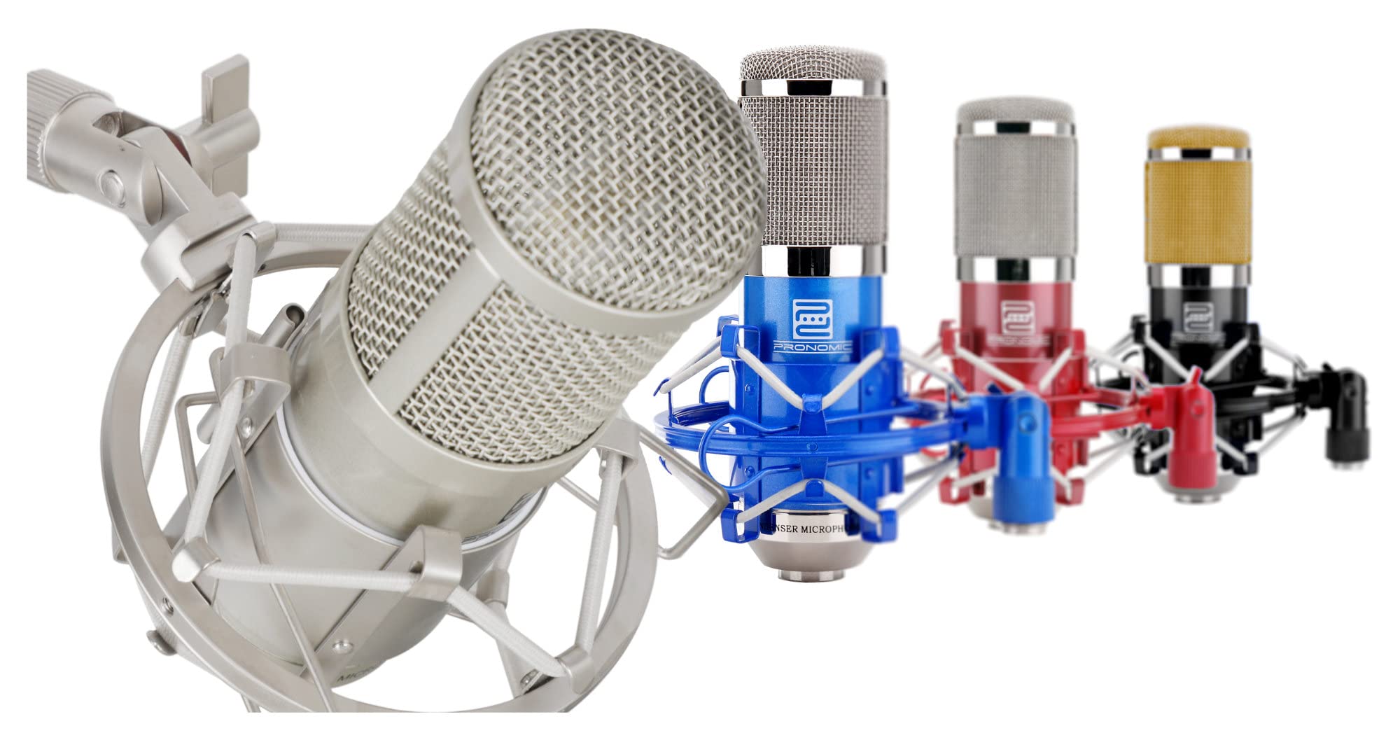 Pronomic CM-100S Micrófono de Cardioide Condensador - Microfono Diafragma Grande 34 mm con Soporte de Choque y Filtro Anti-Pop - para Streaming, Grabación, Estudio, Sonido Profesional - Plata