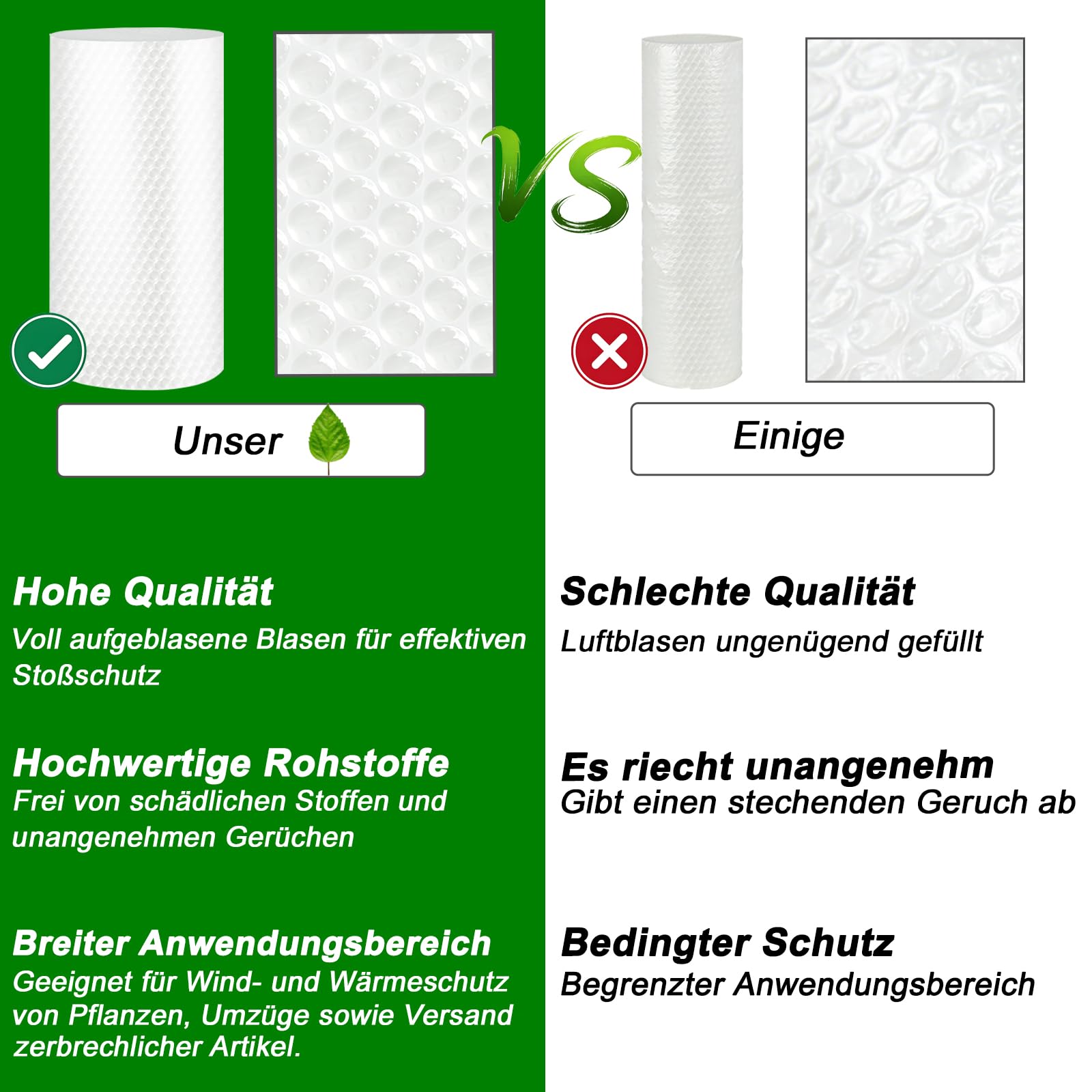 Luftpolsterfolie Rolle - Noppenfolie Verpackungsmaterial, für Versand,Umzug und Polstermaterial, leicht zu handhaben (3 Rolle 40cm x 10m)